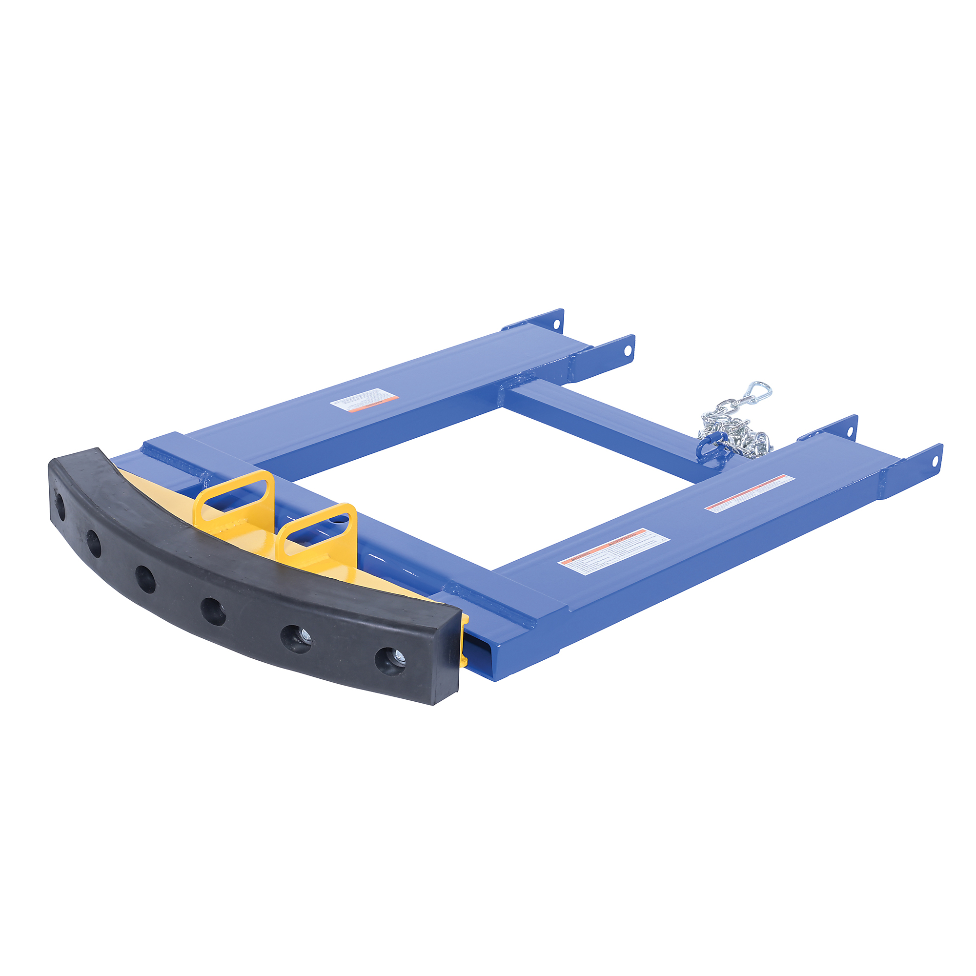 Vestil Steel Fork Truck Hook Base 32 In. Length With Steel/Rubber Push Bumper-Attachment to 2 In. Receiver 15 In. x 28 In. x 5-3/4 In Blue/Yellow